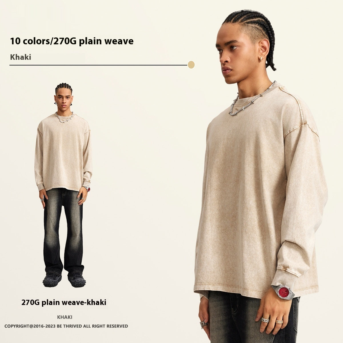 American Retro Washed Cotton Sweater - Loose Fit Pullover