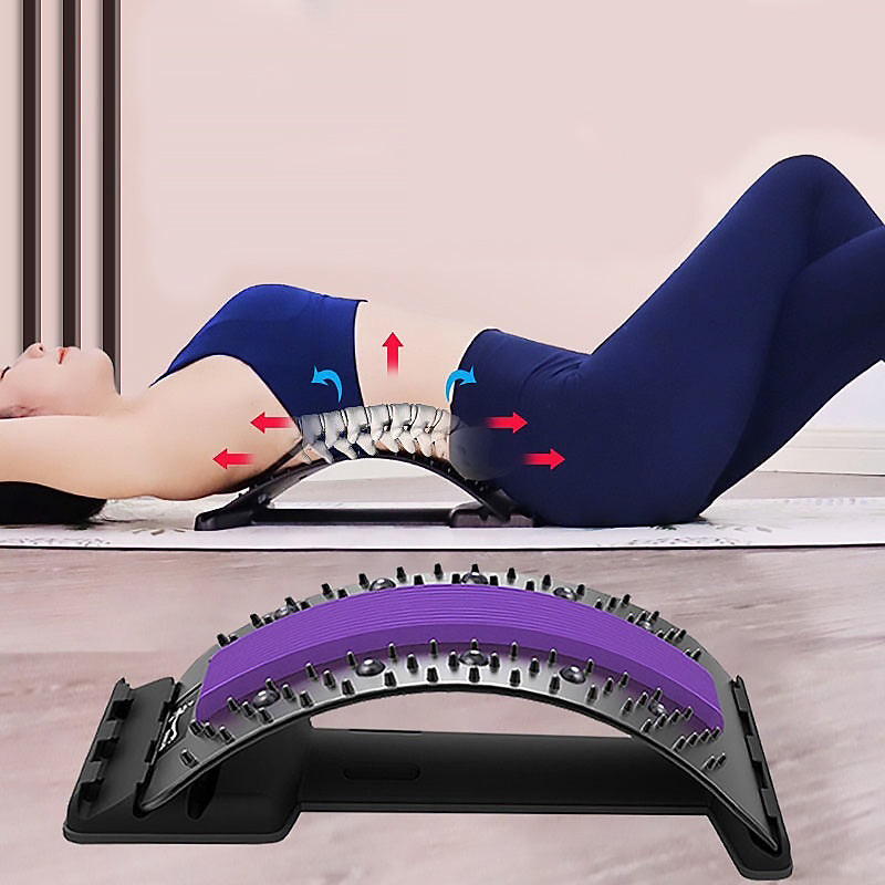 Ergonomic Back Massager - Lumbar Support Stretcher with Magnetic Therapy Pain Relief Device