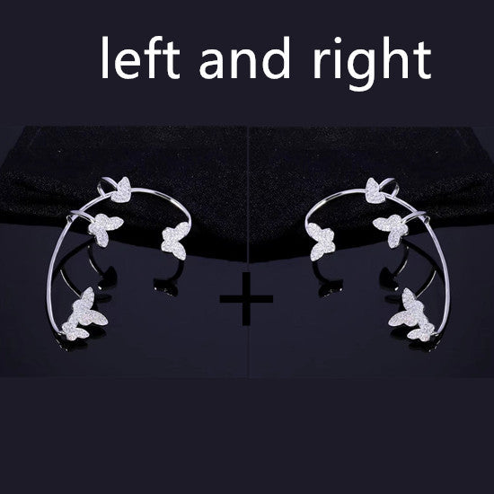 Butterfly Ear Clips No Piercing - Gold Zircon Ear Cuffs for Women