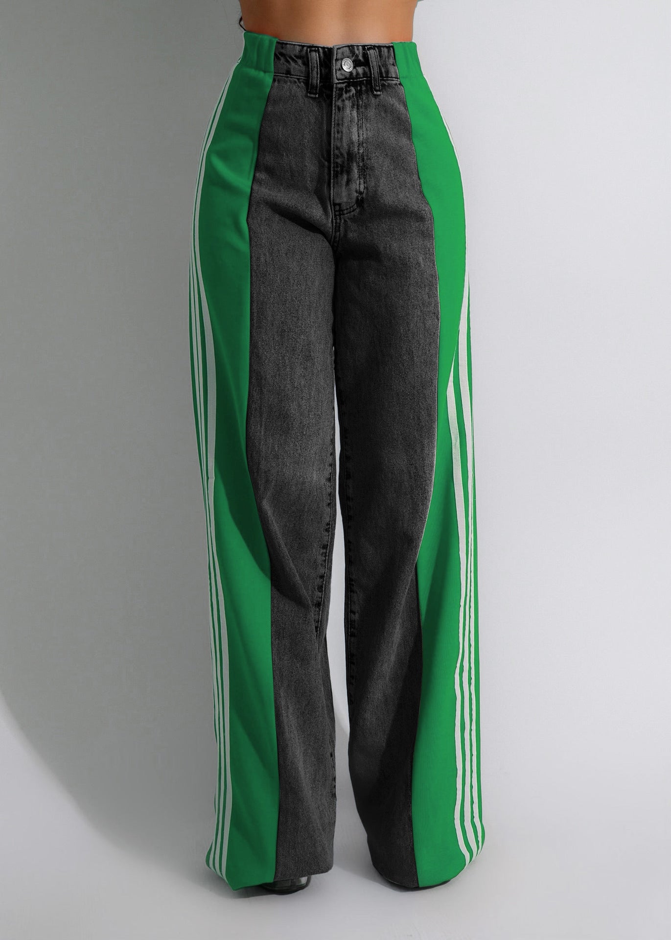Fashion Casual High Waist Elastic Straight Leg Trousers - Trendy Denim Wide Leg Pants for Streetwear