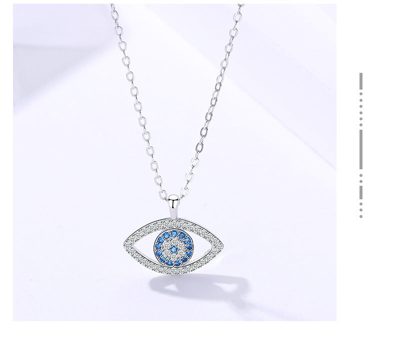 925 Sterling Silver Eye Pendant Necklace - Korean Style Women's Jewelry