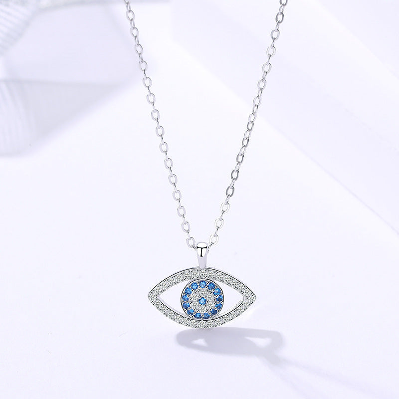 925 Sterling Silver Eye Pendant Necklace - Korean Style Women's Jewelry