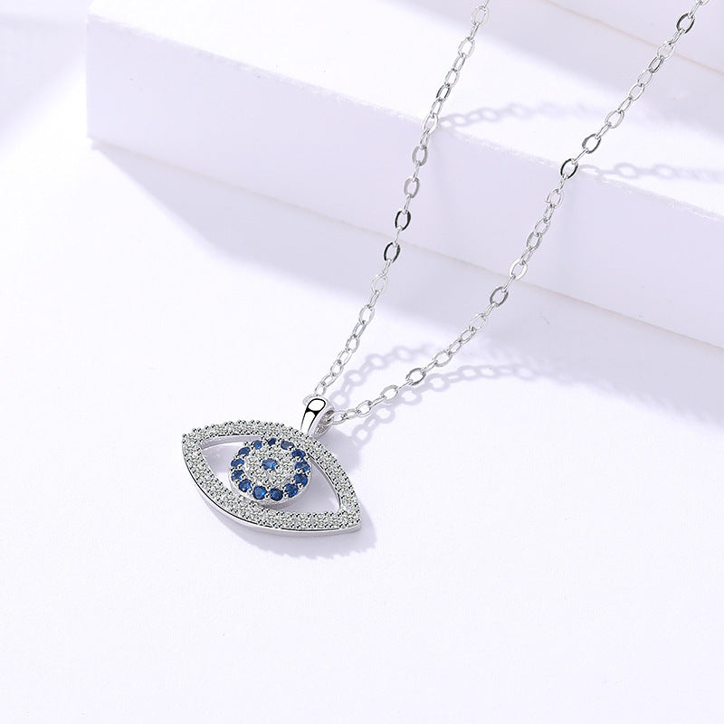 925 Sterling Silver Eye Pendant Necklace - Korean Style Women's Jewelry