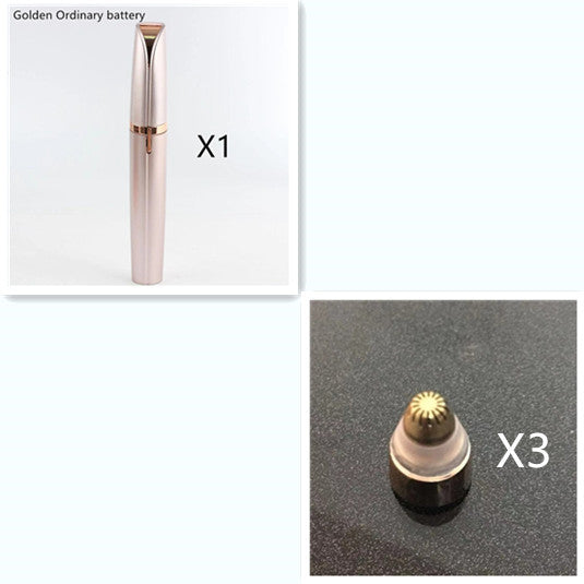 Electric Eyebrow Trimmer with LED Light - Painless Hair Removal & Gold-Plated Head