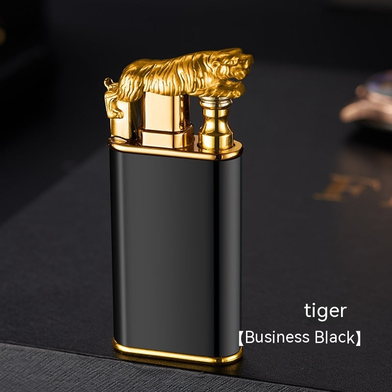 Creative Blue Flame Lighter Dolphin Dragon Tiger Double Fire Metal Winproof Inflatable Lighter