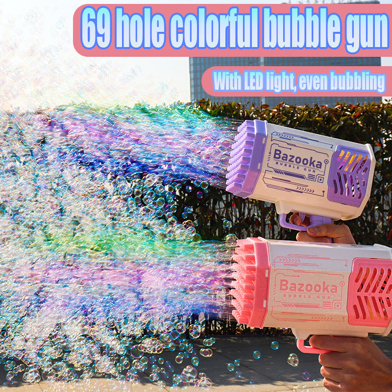 69-Hole Bubble Gun Rocket with Lights - Ultimate Fun for Kids