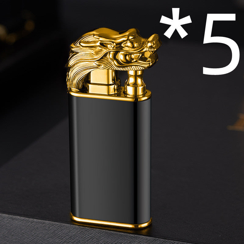 Creative Blue Flame Lighter Dolphin Dragon Tiger Double Fire Metal Winproof Inflatable Lighter
