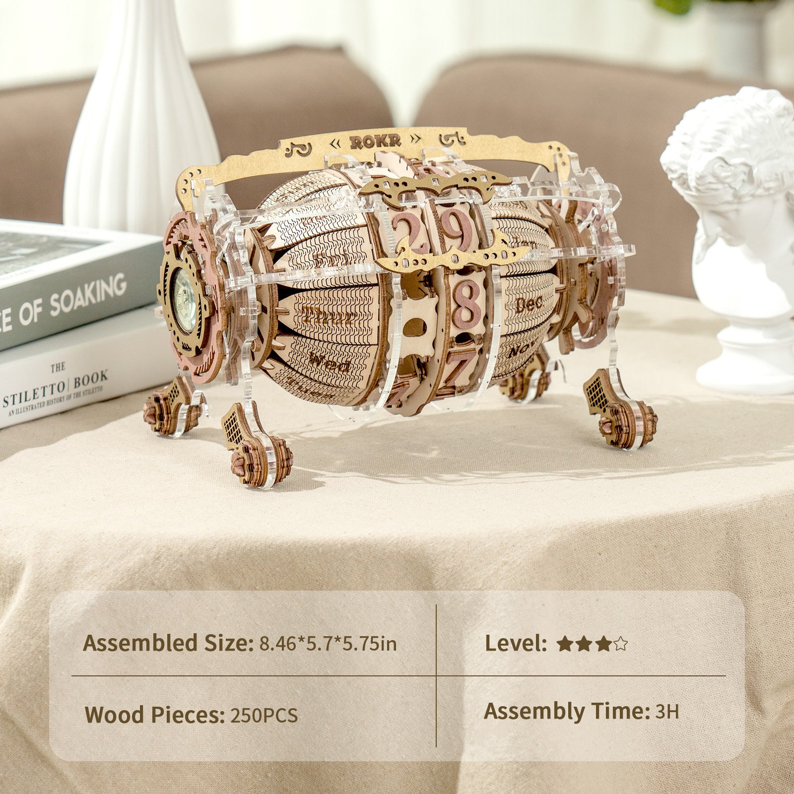 3D Wooden Puzzle Zodiac Wall Clock - Educational Toy