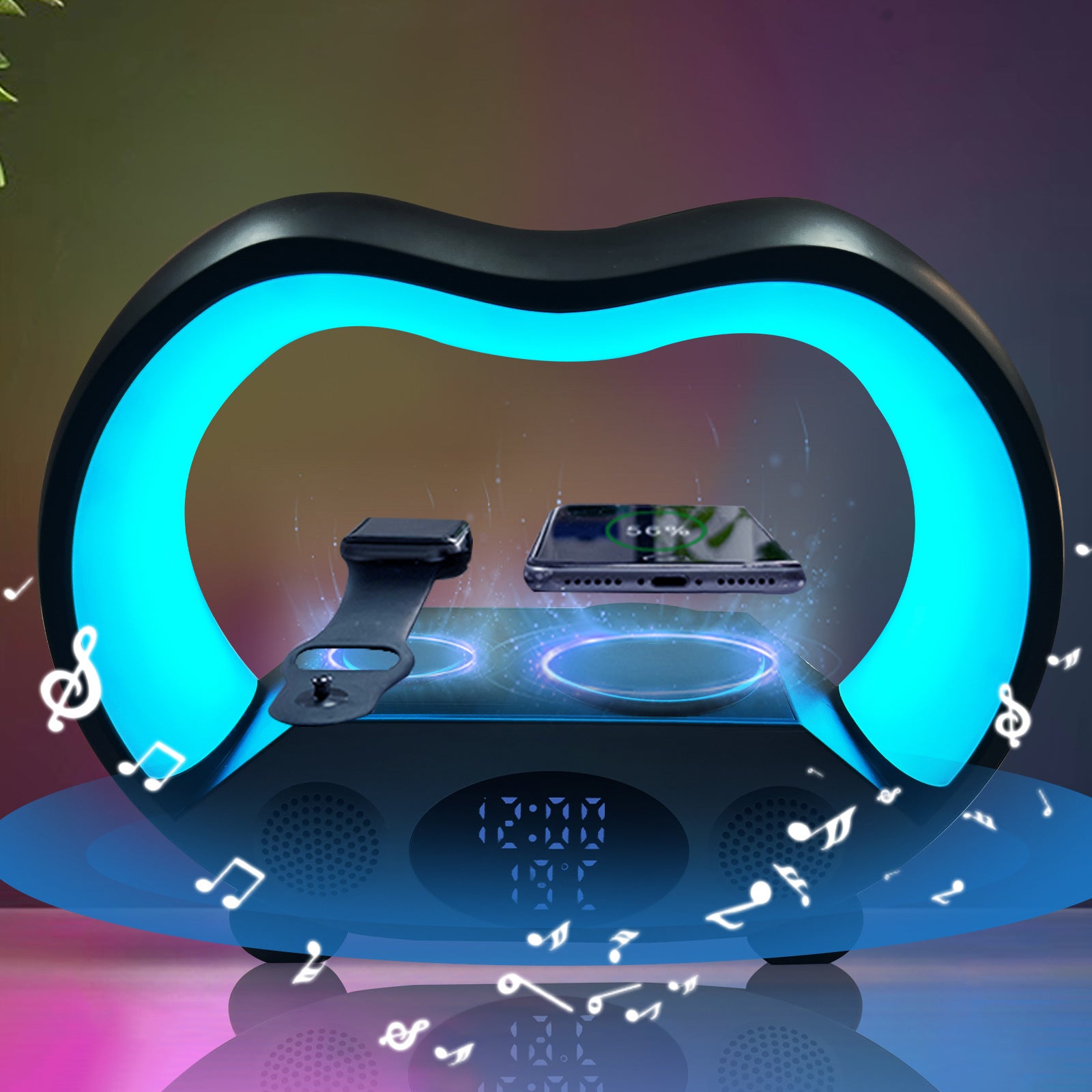 6-in-1 Smart LED Table Lamp Bluetooth-compatible Wireless Charger TechGenius