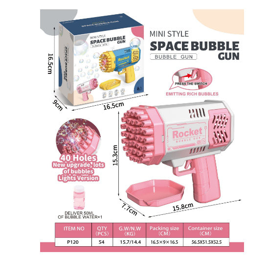69-Hole Bubble Gun Rocket with Lights - Ultimate Fun for Kids