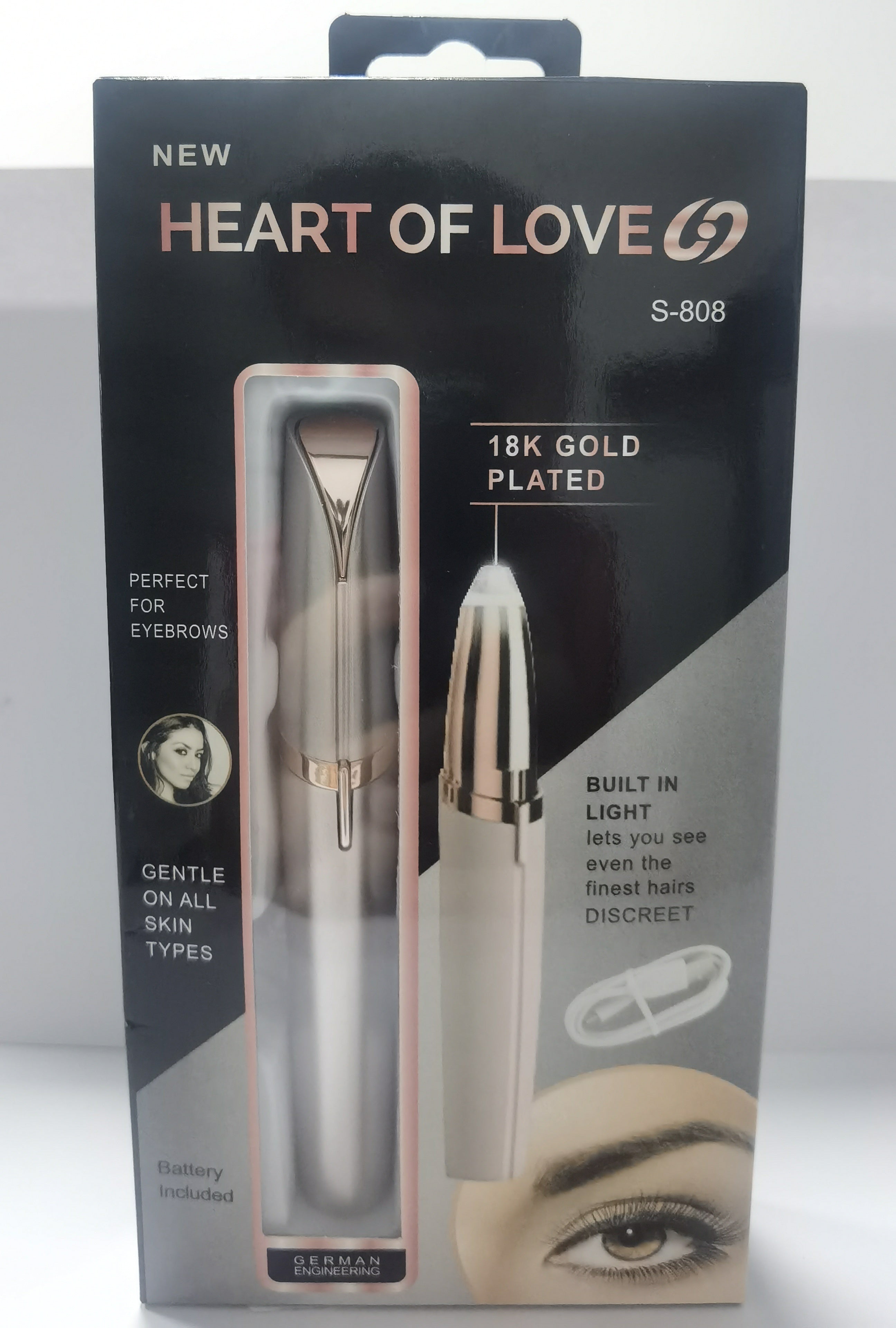 Electric Eyebrow Trimmer with LED Light - Painless Hair Remover & Precision Shaper