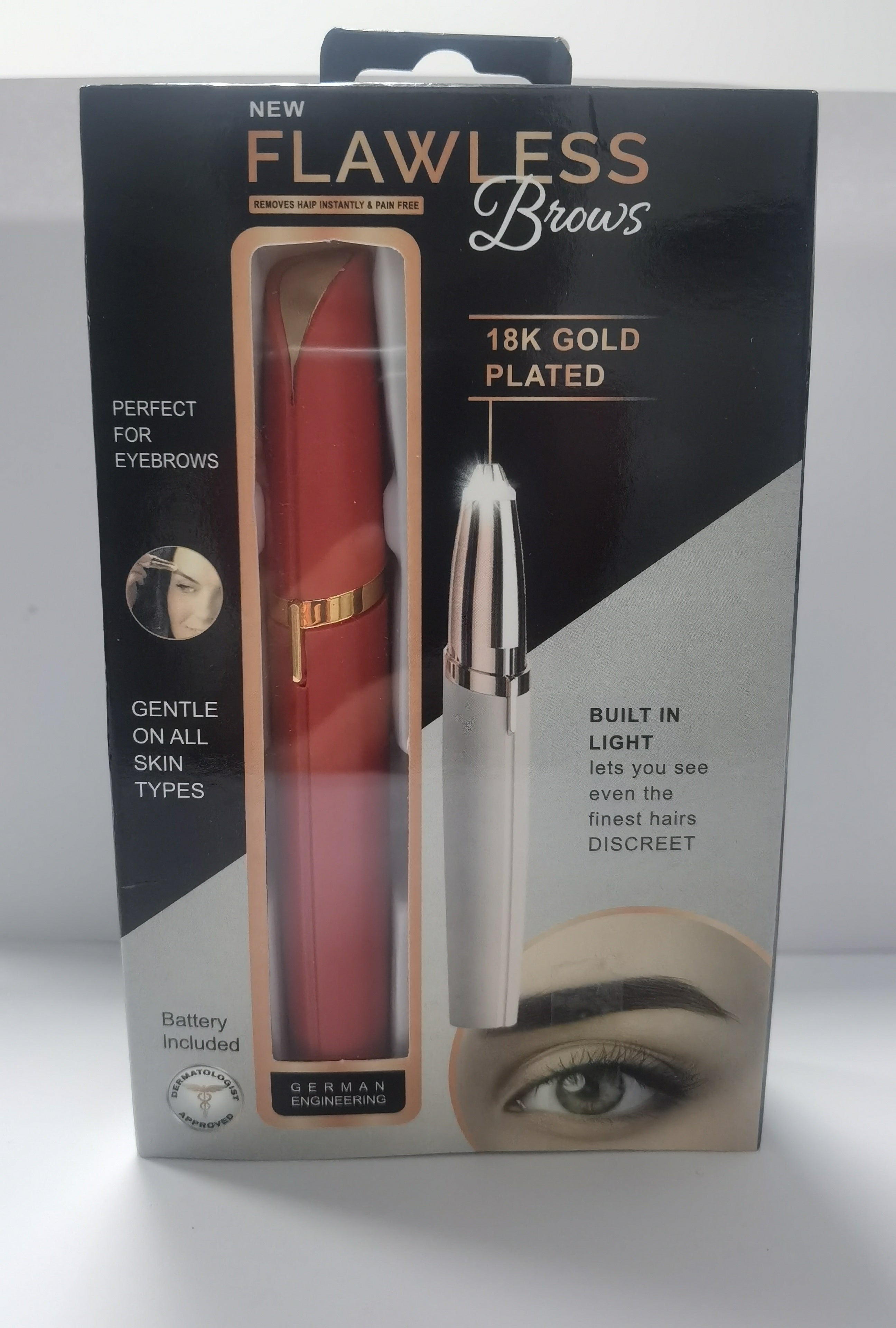 Electric Eyebrow Trimmer with LED Light - Painless Hair Remover & Precision Shaper