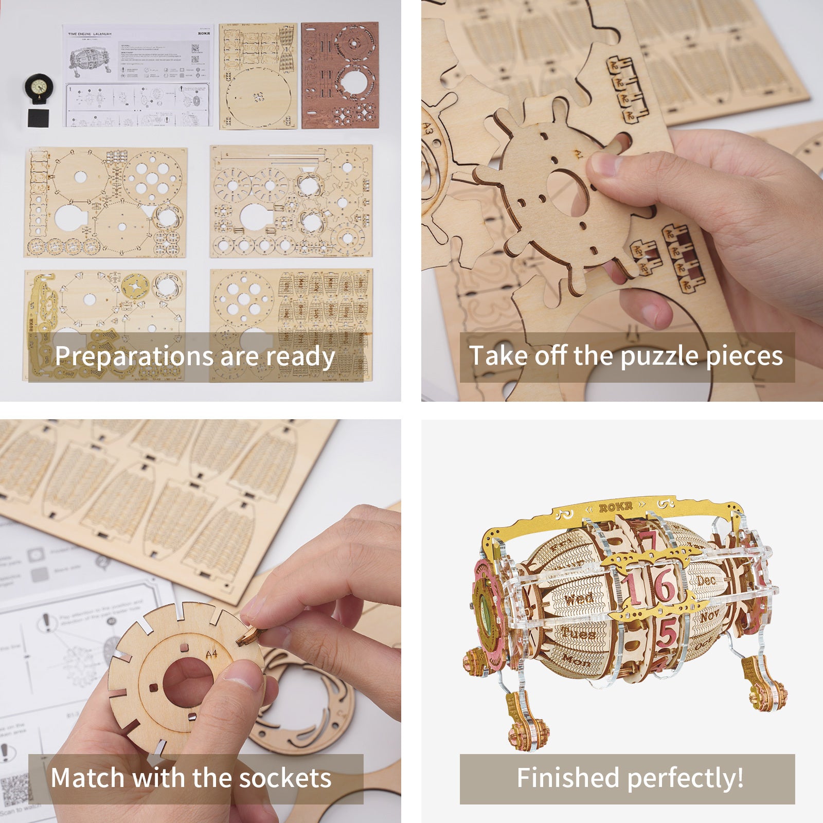 3D Wooden Puzzle Zodiac Wall Clock - Educational Toy