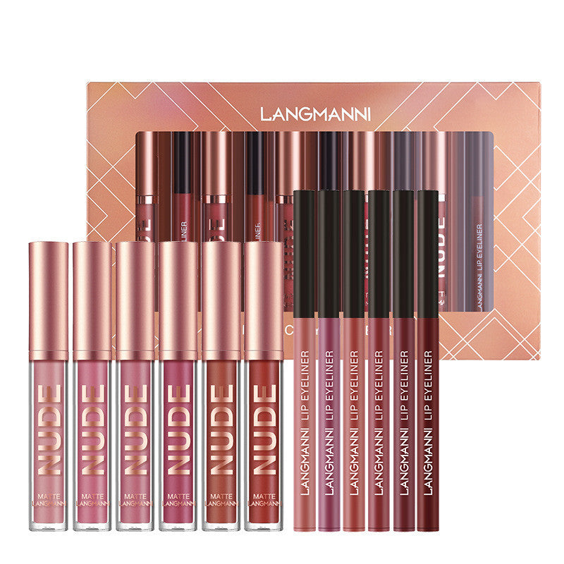 12-Piece Matte Lipstick & Lip Liner Set - Waterproof Long-Lasting Makeup Kit