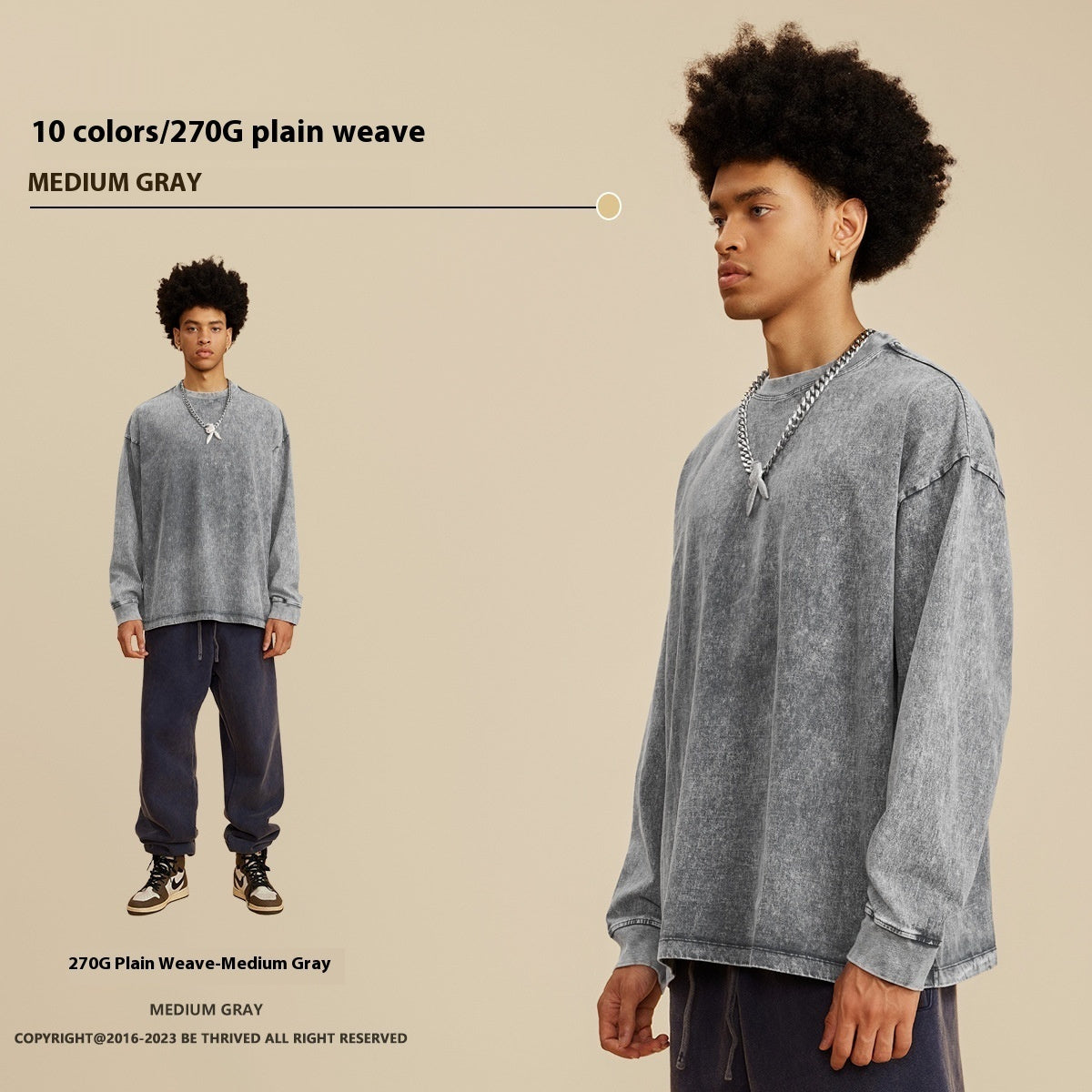 American Retro Washed Cotton Sweater - Loose Fit Pullover