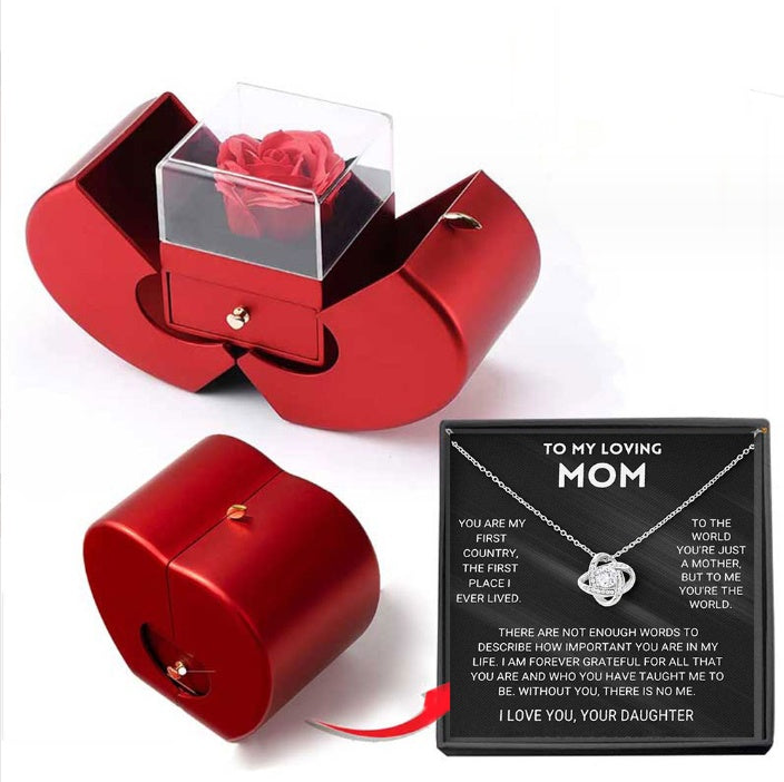 Eternal Rose Apple Gift Box with Necklace - Perfect Valentine's Day Gift