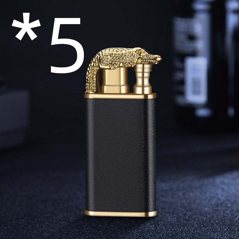 Creative Blue Flame Lighter Dolphin Dragon Tiger Double Fire Metal Winproof Inflatable Lighter