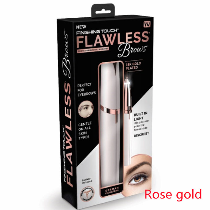 Electric Eyebrow Trimmer with LED Light - Painless Hair Removal & Gold-Plated Head