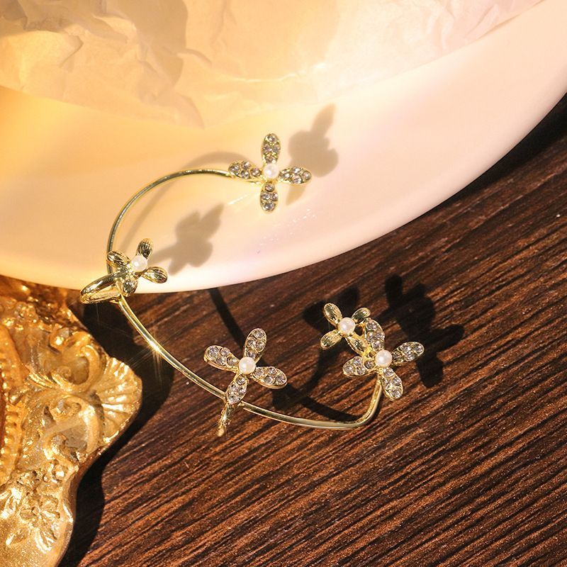 Butterfly Ear Clips No Piercing - Gold Zircon Ear Cuffs for Women