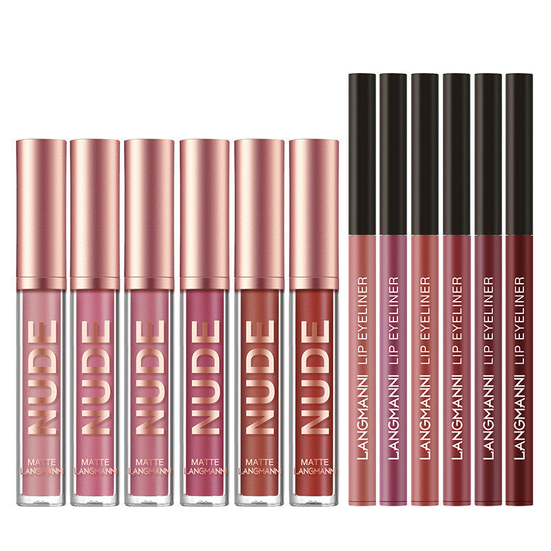 12-Piece Matte Lipstick & Lip Liner Set - Waterproof Long-Lasting Makeup Kit