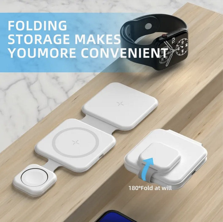 3 In 1 Magnetic Foldable Wireless Charger  Multi-device Charging Station - TechSavvy