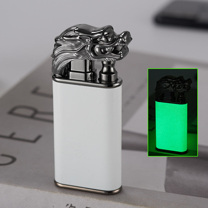 Creative Blue Flame Lighter Dolphin Dragon Tiger Double Fire Metal Winproof Inflatable Lighter