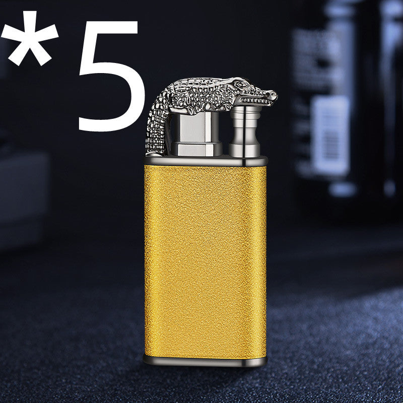 Creative Blue Flame Lighter Dolphin Dragon Tiger Double Fire Metal Winproof Inflatable Lighter