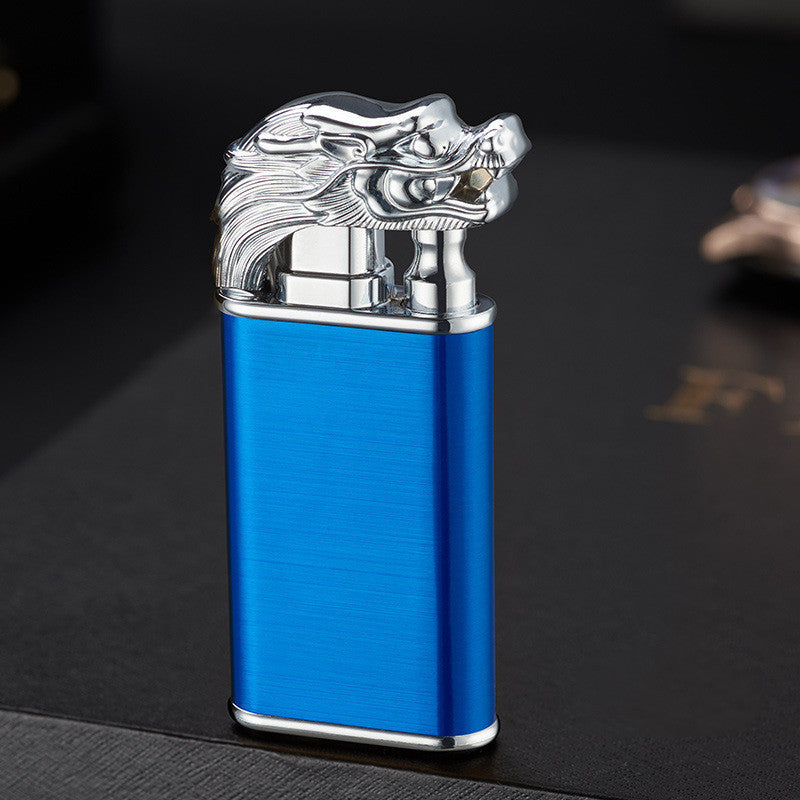 Creative Blue Flame Lighter Dolphin Dragon Tiger Double Fire Metal Winproof Inflatable Lighter