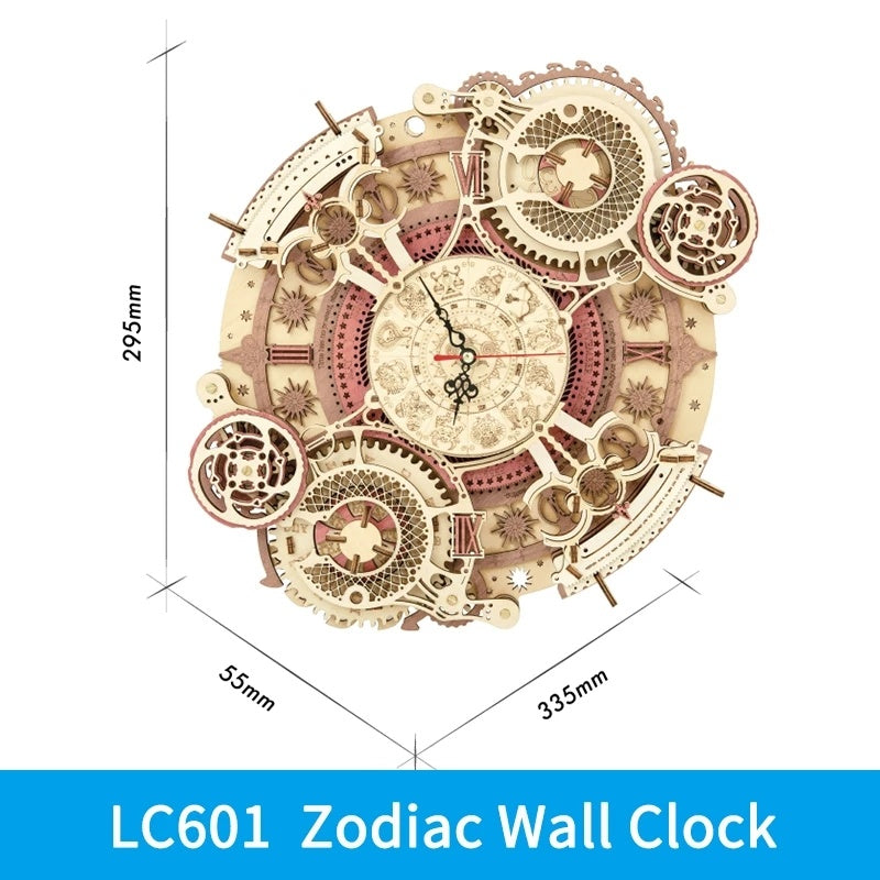 3D Wooden Puzzle Zodiac Wall Clock - Educational Toy