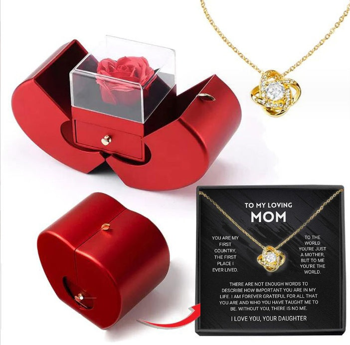 Eternal Rose Apple Gift Box with Necklace - Perfect Valentine's Day Gift