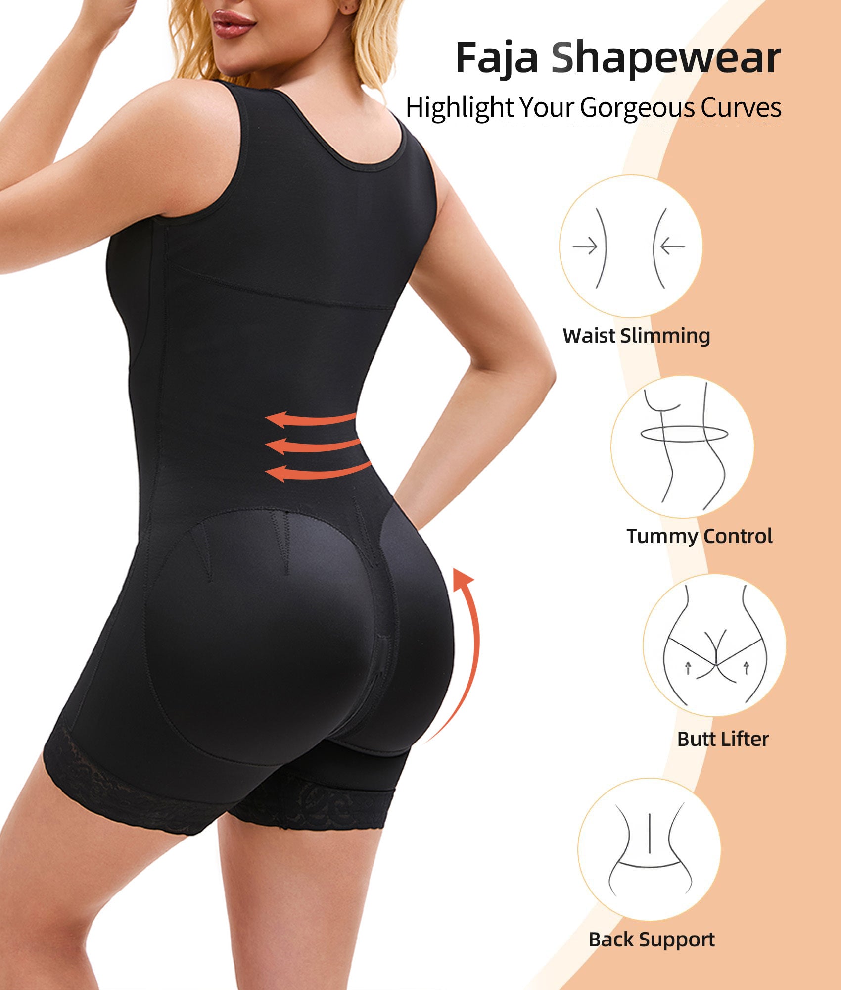 Colombian Shapewear Bodysuit - Tummy Control Post Surgery Full Body Shaper