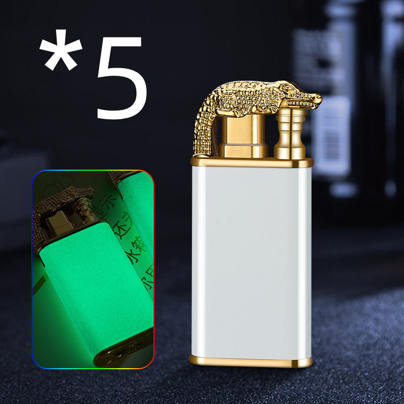 Creative Blue Flame Lighter Dolphin Dragon Tiger Double Fire Metal Winproof Inflatable Lighter
