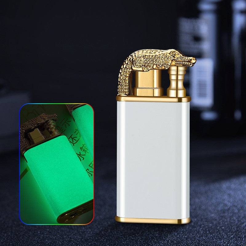 Creative Blue Flame Lighter Dolphin Dragon Tiger Double Fire Metal Winproof Inflatable Lighter