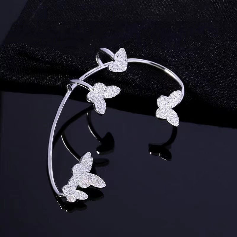Butterfly Ear Clips No Piercing - Gold Zircon Ear Cuffs for Women