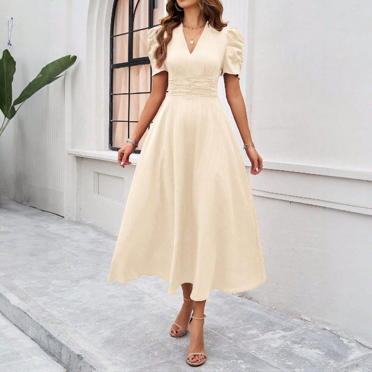 Women's Midi Dress | Elegant Waist-Tight Dress | iukstore