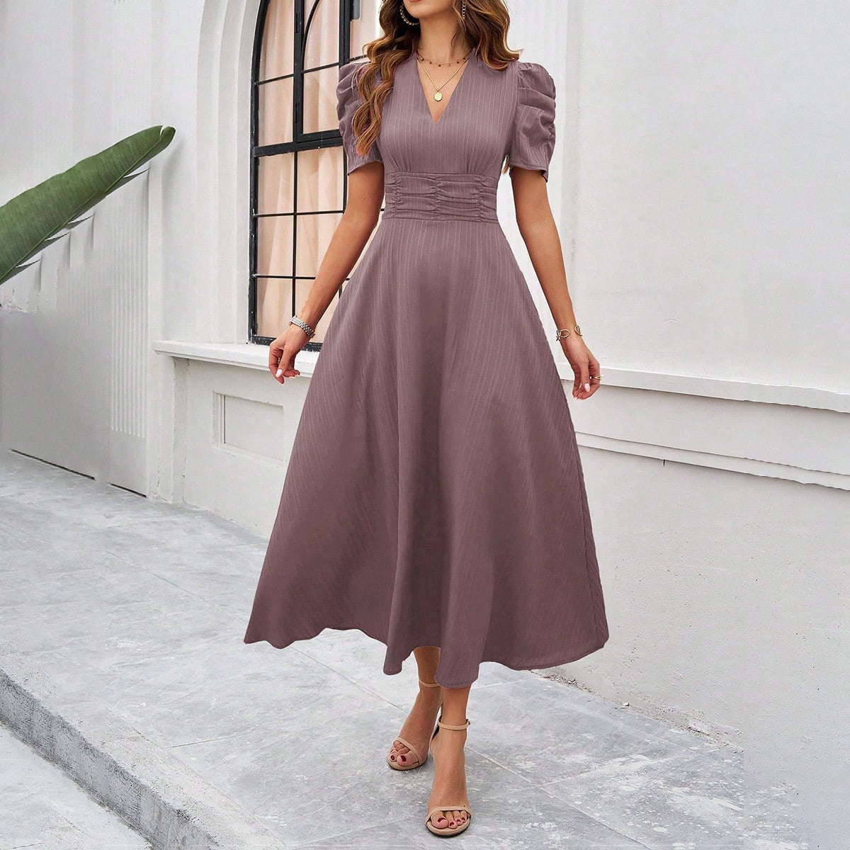 Women's Midi Dress | Elegant Waist-Tight Dress | iukstore