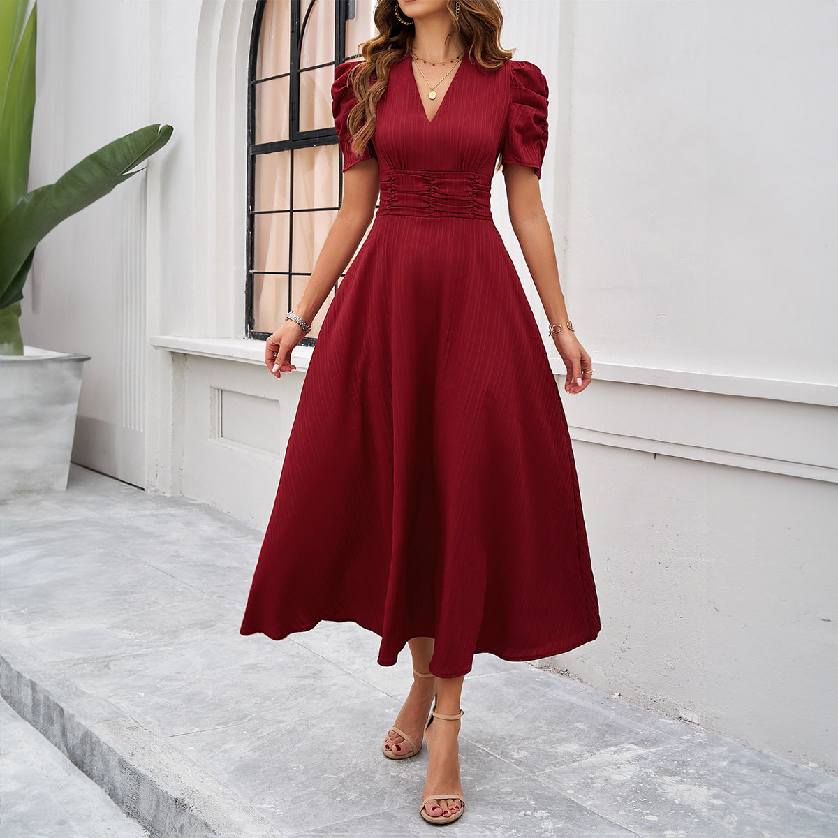 Women's Midi Dress | Elegant Waist-Tight Dress | iukstore