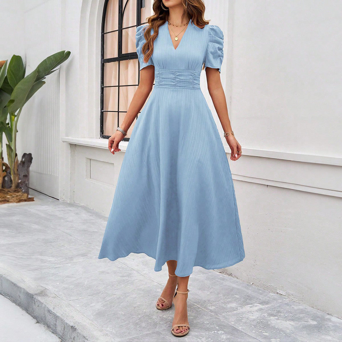 Women's Midi Dress | Elegant Waist-Tight Dress | iukstore
