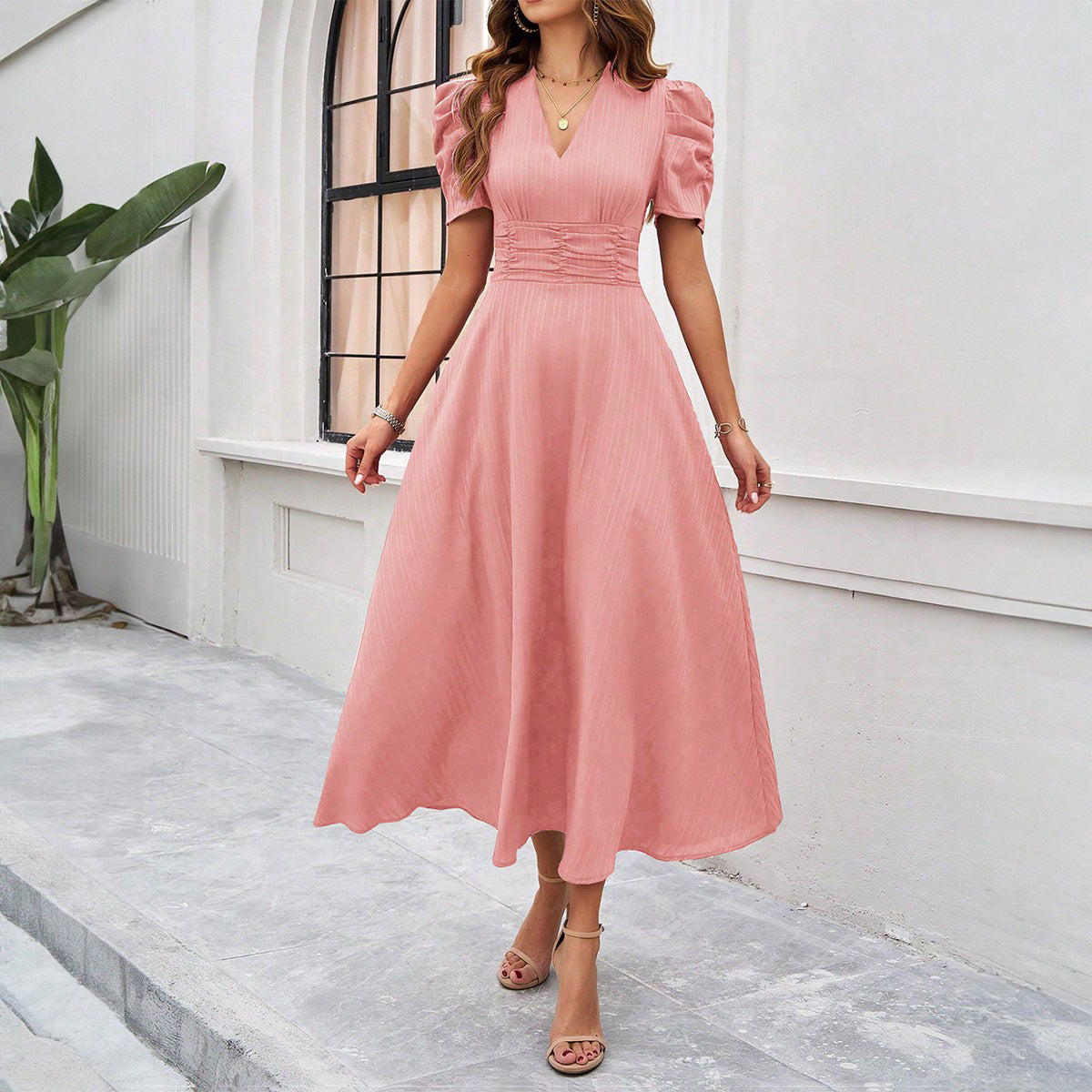 Women's Midi Dress | Elegant Waist-Tight Dress | iukstore