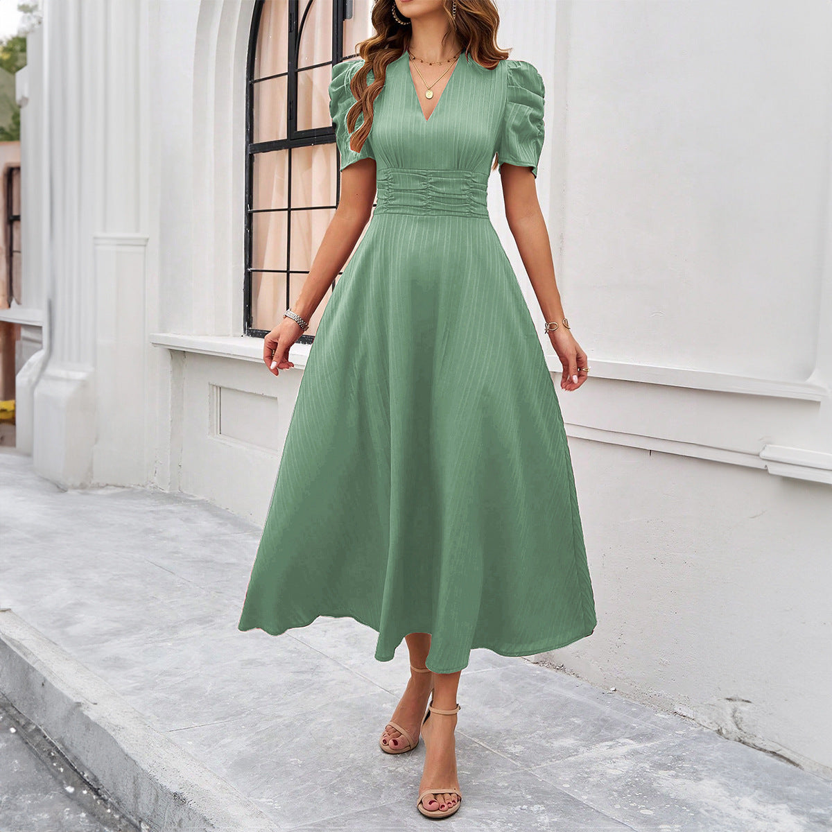 Women's Midi Dress | Elegant Waist-Tight Dress | iukstore