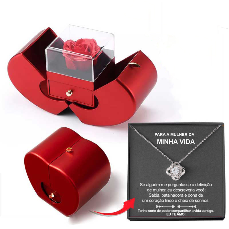 Eternal Rose Apple Gift Box with Necklace - Perfect Valentine's Day Gift