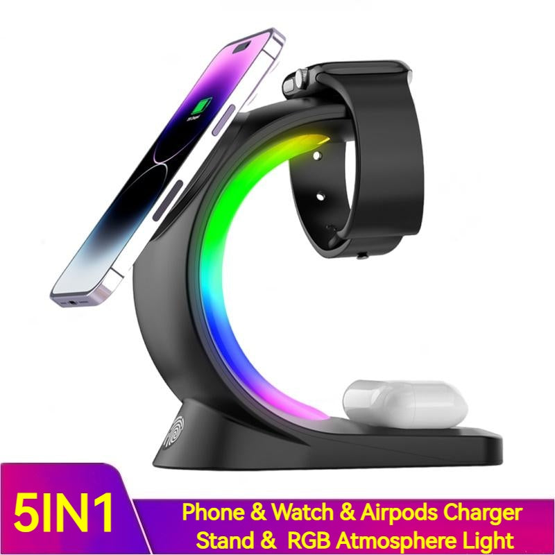 4 In 1 Magnetic Wireless Charger Fast Charging & Atmosphere Light - TechSavvy