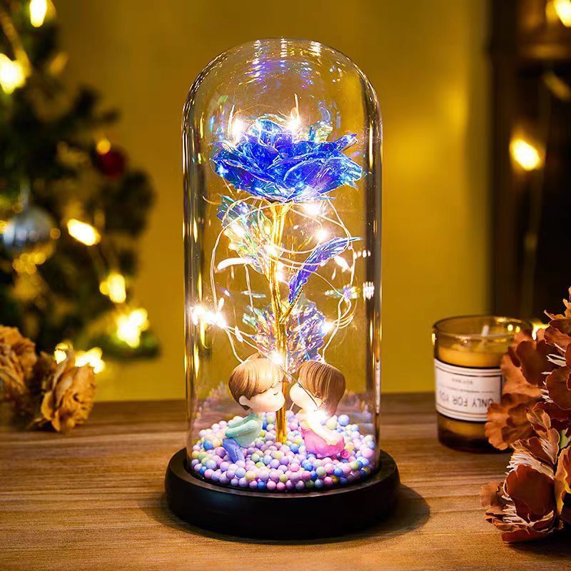 Eternal Rose LED Light Foil Flower In Glass Cover Night Lights Lamp Decor For Home Bedroom Wedding Gift Valentine's Day Gifts