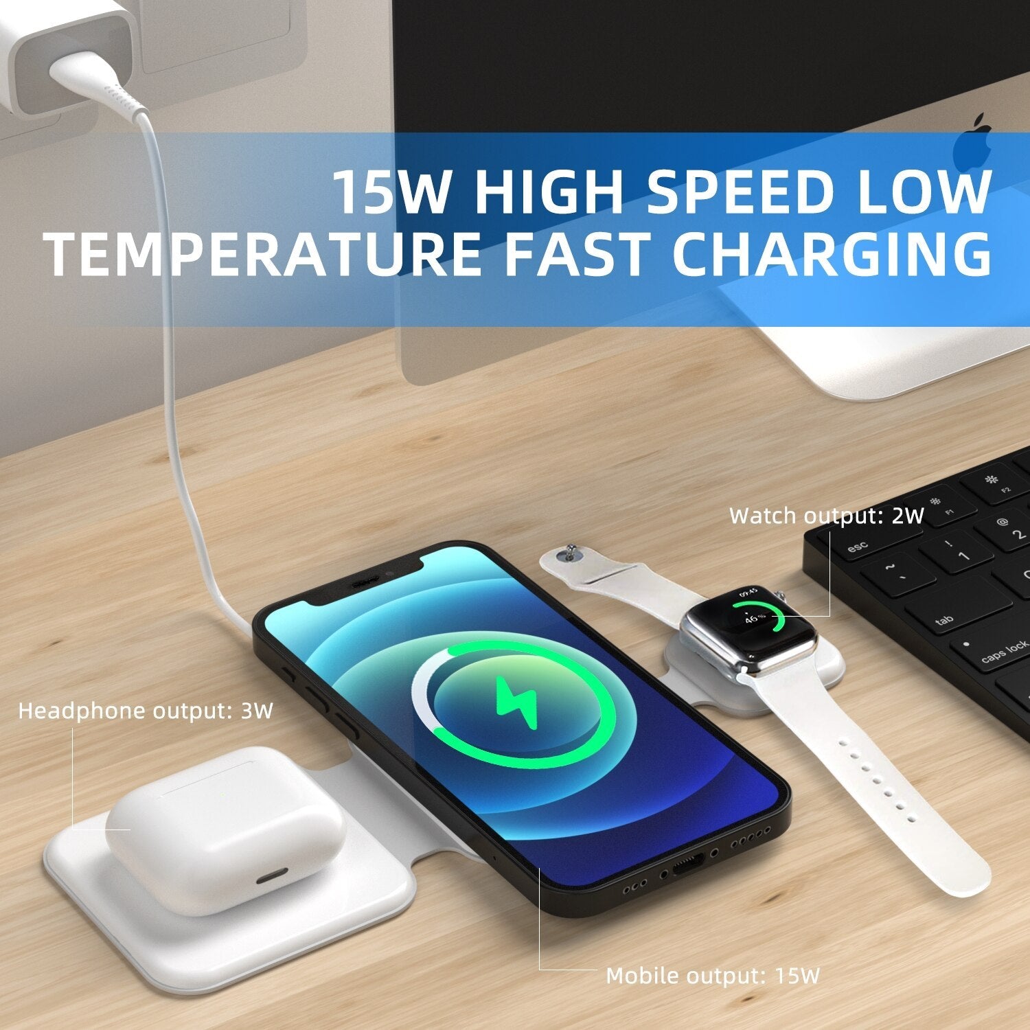 3 In 1 Magnetic Foldable Wireless Charger  Multi-device Charging Station - TechSavvy