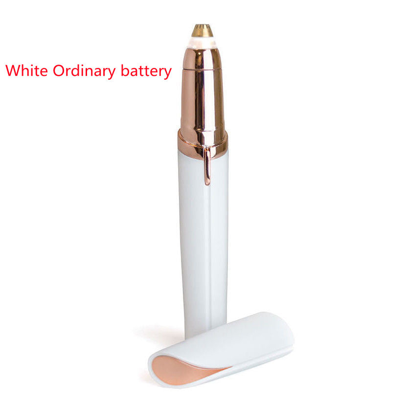 Electric Eyebrow Trimmer with LED Light - Painless Hair Removal & Gold-Plated Head