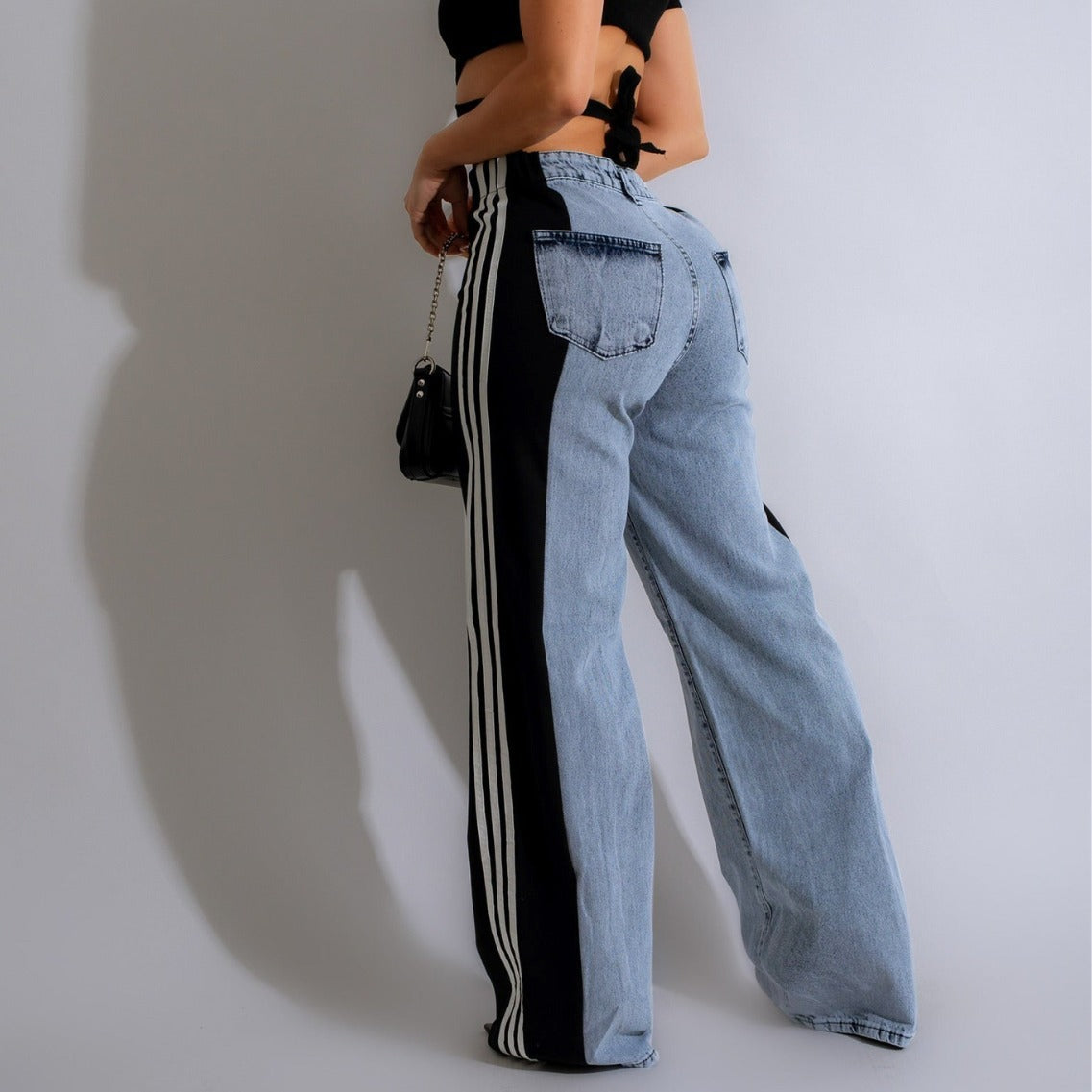 Fashion Casual High Waist Elastic Straight Leg Trousers - Trendy Denim Wide Leg Pants for Streetwear