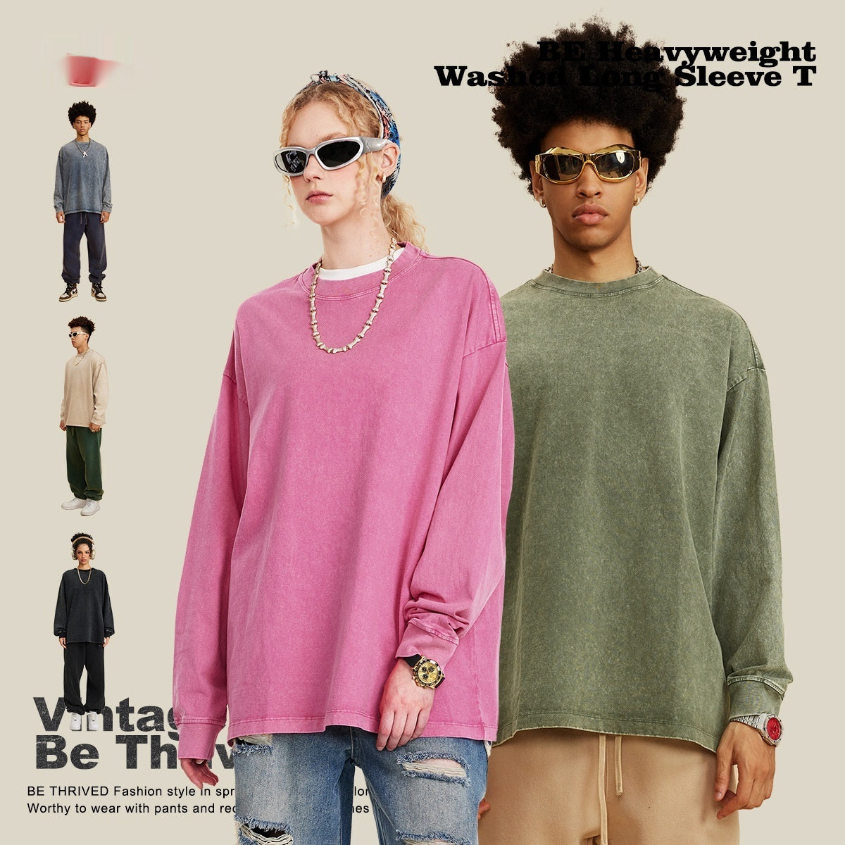 American Retro Washed Cotton Sweater - Loose Fit Pullover