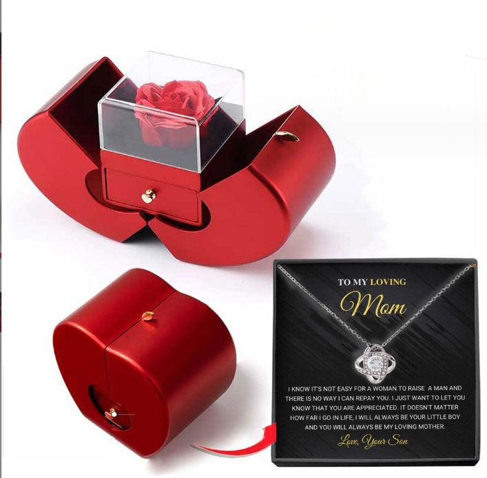 Eternal Rose Apple Gift Box with Necklace - Perfect Valentine's Day Gift