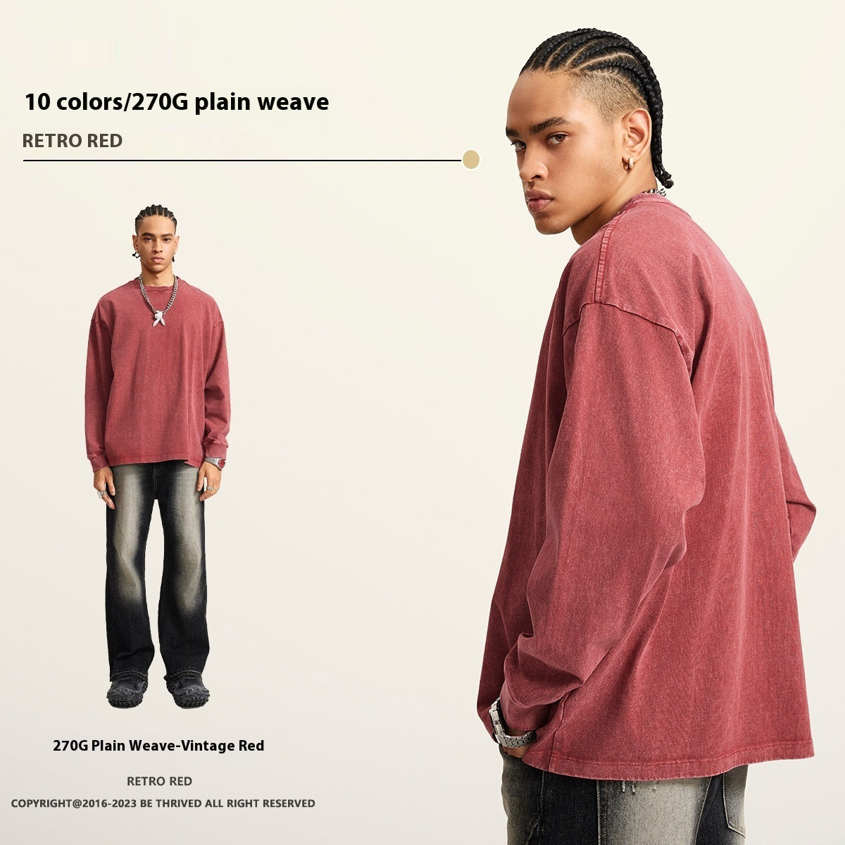 American Retro Washed Cotton Sweater - Loose Fit Pullover