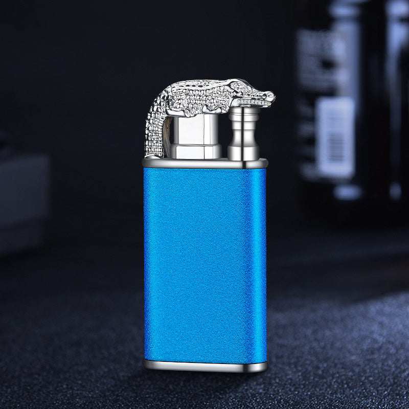 Creative Blue Flame Lighter Dolphin Dragon Tiger Double Fire Metal Winproof Inflatable Lighter